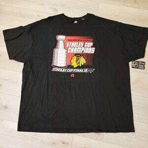 Chicago Blackhawks 2015 Stanley Cup Champions Men's Sz 5 XL Black Cotton Tee NHL